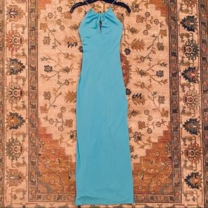 Vintage Y2K Prom Gown by Kay Unger. Size 4. Blue. Beautiful beaded strap detail.